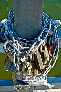 fechaduras, cadeados, segurança, conectando, seguro, cadeia, metal, ninguém, dia, conexão, protecção, fechar-se, cadeado, trancar, agua, amarrado, suspensão, focar em primeiro plano, ao ar livre, corda, natureza, força, 4K, CC0, domínio público, royalty free