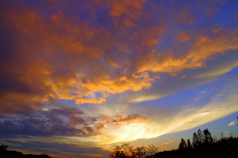 posta de sol, Japó, núvol, llum, cel, al capvespre, sol, fuchu, posta de sol al Japó, Japó, escenics, naturalesa, bellesa a la natura, escena tranquil·la, núvol - cel, escenics - natura, tranquil·litat, arbre, cap gent, silueta, cel dramàtic, planta, idíl·lic, vista d’angle baix, a l'aire lliure, color taronja, cloudscape, escena no urbana, 4K