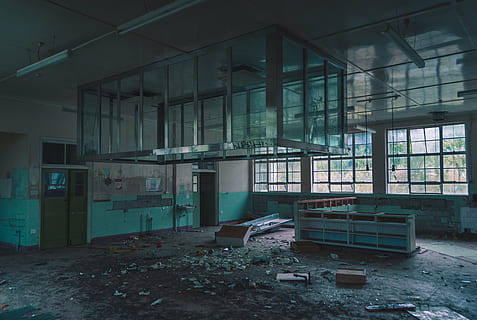 vacant, mess room, glass windows, empty, mess, room, industrial, factory, warehouse, construction, damaged, architecture, abandoned, car, destruction, no people, desolate, bleak, city, ghetto, obsolete, decline, run-down, deterioration, building, built structure, broken, bad condition, old, day, indoors, ruined, weathered, messy, window, ceiling, demolished, 5K, CC0, public domain, royalty free