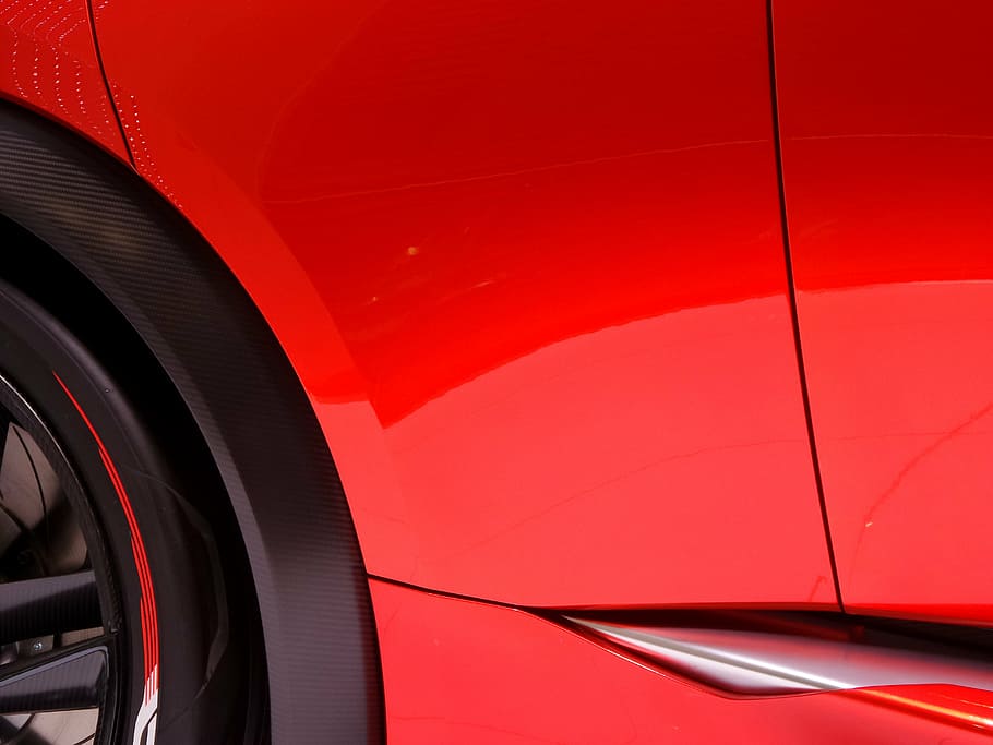 cotxe, costat, showroom, prototip, vehicle, automòbil, disseny, Nissan, vermell, roda, pneumàtic, transport, cap gent, dia, manera de transport, vehicle terrestre, modern, primer pla, fons, color vibrant, patró, marc complet, resum, cotxe esportiu, brillant, reflexió, a l'aire lliure, 5K