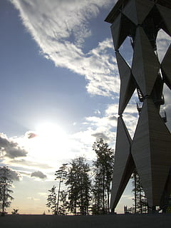 věž, altenberg, mraky, západ slunce, nebe, architektura, mrak - nebe, nízký úhel pohledu, stavba, slunečního světla, Příroda, exteriér budovy, nikdo, slunce, strom, den, venku, odlesk objektivu, sluneční paprsek, rostlina, město, most, vysoká - vysoká, ocel, 2K, CC0, veřejná doména, bez autorských práv