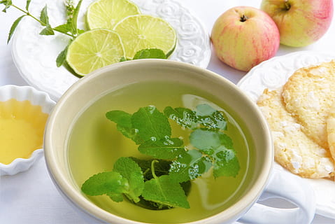 vertido, blanco, cerámico, cuenco, tee, taza para té, hierbas, menta, bálsamo, menta de manzana, miel, limones, manzana, galletas, hecho en casa, descanso, beneficio de, desayuno, beber, té de hierbas, la hora del té, disfrutar, otoño, jardín, meditación, Salud, sano, bio, virus, frío, evitar, vitaminas, frisch, verter, cría, tarjeta de felicitación, agua, jardinería, primavera, verano, invierno, Desayuno buffet, comida y bebida, comida, alimentación saludable, bienestar, Fruta, frescura, Fruta cítrica, nadie, hierba, refresco, adentro, hoja, vegetal, equipo doméstico, hoja de menta - culinaria, limón, color verde, vajilla, comida francés, 4K, CC0, dominio público, libre de derechos
