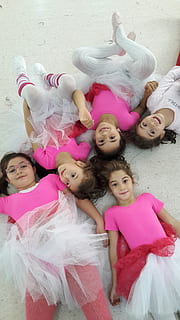 dance, pink, increased, childhood, girls, child, pink color, real people, females, women, group of people, lifestyles, portrait, looking at camera, innocence, high angle view, leisure activity, people, togetherness, smiling, front view, cute, sister, 4K, CC0, public domain, royalty free