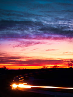 time lapse împușcat drum, fotografie cu fotografie, vehicul, drum, de aur, ora, noapte, întuneric, nor, portocale, apus de soare, cer, transport, nor - cer, mijloc de transport, vehiculul terestru, mişcare, vehicul cu motor, mașină, nici o persoana, frumusețe în natură, culoare portocalie, scenice - natura, natură, în mișcare, viteză, mișcare încețoșată, oraș, siluetă, în aer liber, Violet, 4K, CC0, domeniu public, fără drepturi de autor