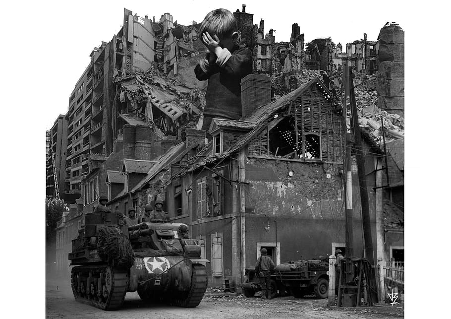 collage, guerra, desallotjament, collage digital, blanc i negre, vell, indústria, obsoleta, conceptes i idees, espatllat, destrucció, exterior de l'edifici, militar, fons blanc, adult, arquitectura, estructura construïda, persones reals, dia, cel, homes, naturalesa, transport, manera de transport, a l'aire lliure, edifici, assegut, ciutat, ocupació, deteriorament, 4K