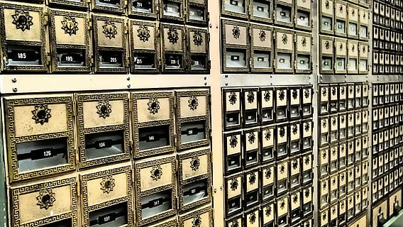 safe deposit box, post, office, full frame, in a row, no people, backgrounds, indoors, repetition, pattern, arrangement, side by side, large group of objects, abundance, communication, number, close-up, architecture, order, mailbox, metal, safety, shelf, 4K, CC0, public domain, royalty free
