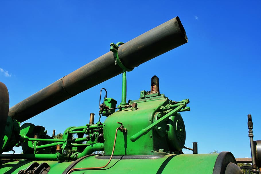 màquina de vapor, motor, vapor, poder, extern, mòbil, verd, històric, agricultura, museu, willem prinsloo, arma, militar, cel, canó, lluita, color verd, cap gent, guerra, dia, naturalesa, cel clar, conflicte, blau, dipòsit, a l'aire lliure, vista d’angle baix, metall, història, el passat, còpia espai, govern, agressió, 4K