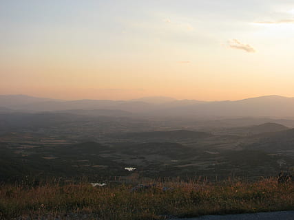 olympus, greece, beauty in nature, scenics - nature, sky, environment, mountain, tranquil scene, landscape, tranquility, sunset, non-urban scene, idyllic, no people, plant, nature, mountain range, orange color, sun, cloud - sky, land, sunlight, outdoors, rolling landscape, 2K, CC0, public domain, royalty free