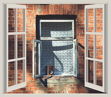 finestra, parete, costruzione, mattone, apertamente, muratura, casa di muro, finestra aperta, muro di mattoni, edificio a muro, città, architettura, stanza domestica, struttura costruita, esterno dell'edificio, giorno, nessuno, luce del sole, all'aperto, filtro di post produzione automatico, Entrata, Casa, natura, porta, caratteristica della parete, vetro - materiale, trasferimento stampa, 1080P, CC0, dominio pubblico, privo di copyright
