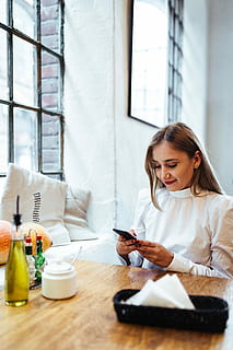 blonde, woman, sitting, cafe, Pretty, caucasian, restaurant, beautiful, lady, bistro, women, one Person, technology, mobile Phone, indoors, lifestyles, people, text Messaging, females, adult, smart Phone, internet, caucasian Ethnicity, wireless Technology, communication, casual Clothing, telephone, relaxation, young Adult, smiling, looking, digital Tablet, holding, portable information device, one woman only, table, real people, connection, using phone, window, 5K