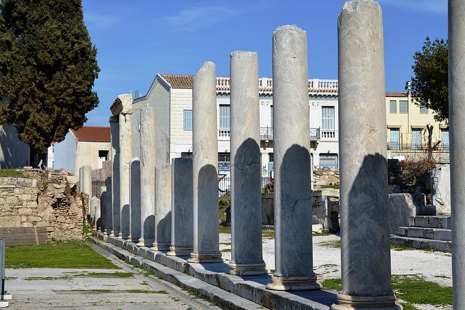 milost, Athény, sloupců, architektura, Dějiny, stavba, minulost, exteriér budovy, architektonický sloup, Příroda, nebe, starověké, den, nikdo, slunečního světla, náboženství, místo uctívání, budova, rostlina, venku, destinace, stará zřícenina, víra, starověké civilizace, archeologie, kolonáda, 4K