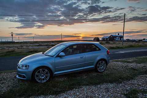 audi, a3, 3 s-line, sits, sunset, kent coast, south, england., Kent, Coast, South of England, various, car, land Vehicle, transportation, outdoors, mode of Transport, no People, cloud - sky, sky, mode of transportation, motor vehicle, road, nature, street, stationary, land, environment, reflection, beauty in nature, dusk, motion, road trip, 4K