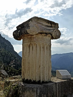column, roman, architecture, temple, antique, architectural, ornate, monument, classical, historic, ionic, decoration, doric, ancient, old, marble, white, classic, history, mountain, sky, cloud - sky, no people, day, nature, solid, the past, built structure, scenics - nature, travel destinations, mountain range, religion, landscape, beauty in nature, environment, outdoors, ancient civilization, architectural column, 4K, CC0, public domain, royalty free