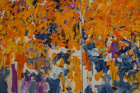 coloured, paint texture, image, captured, art gallery, new, york, Close-up shot, paint, texture, New York, textures, abstract, backgrounds, textured, dirty, wall - Building Feature, pattern, old, stained, colors, full frame, close-up, yellow, no people, day, orange color, weathered, autumn, multi colored, peeling off, outdoors, detail, decline, metal, lichen, 4K