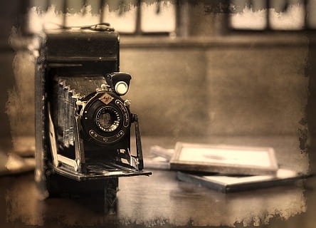 sort, årgang, teleskopisk, kamera, gammel, nostalgi, Agfa, balgen kamera, retro stylet, teknologi, antik, fotografering temaer, tæt på, kamera - fotografisk udstyr, analog, ingen mennesker, indendørs, fokus på forgrunden, fortiden, historie, bord, objektiv - optisk instrument, enkelt objekt, stilleben, fastnet telefon, ur, digitalt kamera, SLR kamera, 1080P, CC0, offentligt domæne, royaltyfrie