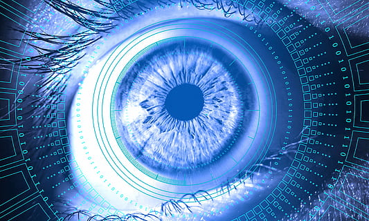 macro photographie, œil, information, La technologie, numérique, Sécurité, vision, l'Internet, futur, cyberespace, science, cyber, futuriste, bleu, arrière-plans, Les données, forme, lien, abstrait, code binaire, réseau informatique, personne, la communication, ordinateur, Technologie sans fil, cercle, Forme géométrique, architecture, illuminé, matériel d'éclairage, 4K, CC0, domaine public, libre de droits
