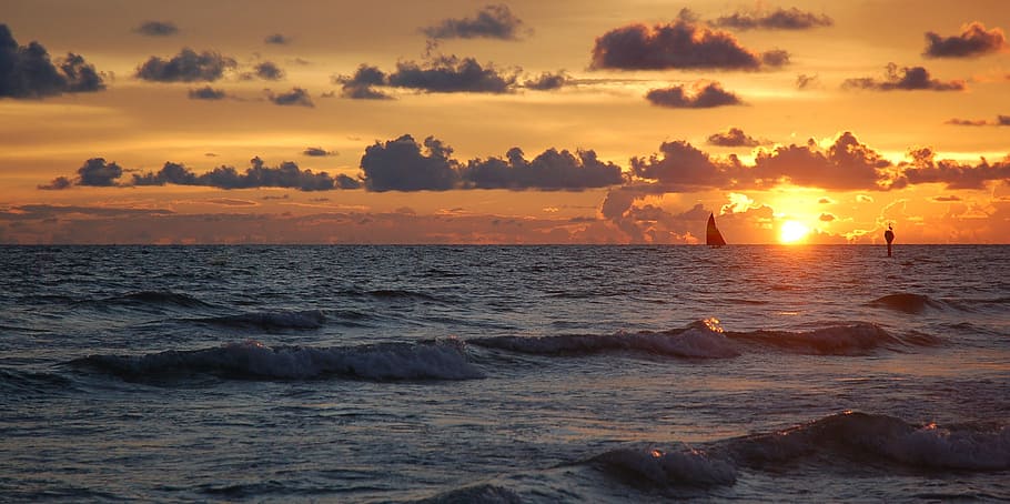foto, mare, d'oro, ora, tramonto, chiave di siesta, Florida, spiaggia, cielo, acqua, bellezza nella natura, scenics - natura, nuvola - cielo, sole, terra, la tranquillità, natura, onda, scena tranquilla, orizzonte sull'acqua, orizzonte, movimento, colore arancione, idilliaco, nessuno, all'aperto, 2K