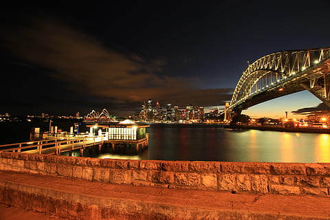 green, white, lighted, house, bridge, nighttime, wall, sydney, harbour, landmark, tourist, australia, city, cityscape, architecture, famous, tourism, night, attraction, ocean, bridge - man made structure, illuminated, built structure, river, travel destinations, no people, water, connection, building exterior, sky, transportation, nature, reflection, outdoors, arch bridge, skyscraper, bay, 5K, CC0, public domain, royalty free