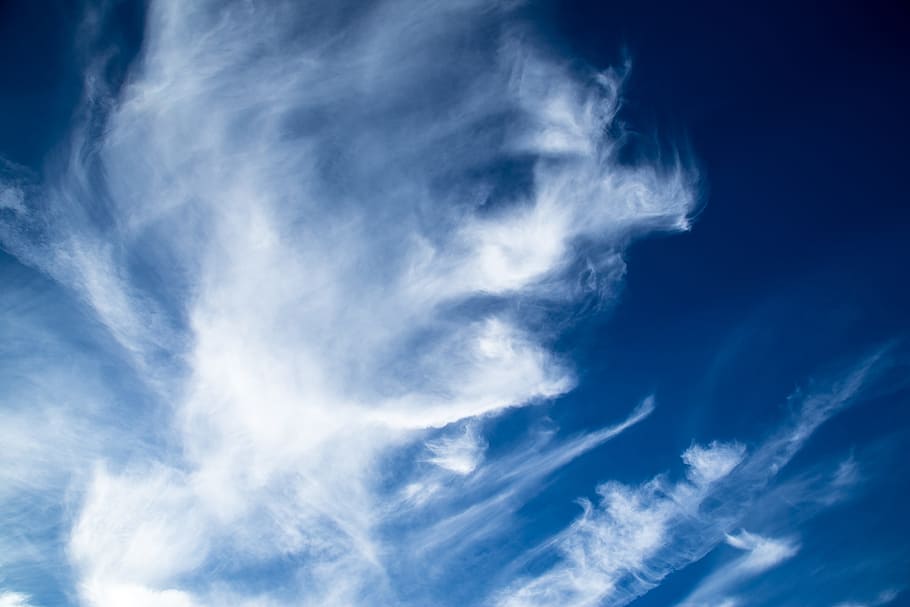 nuvole, cirro, blu, bianca, Cloudscape, cielo, forma di nuvole, nuvola - cielo, natura, ambiente, bellezza nella natura, vento, cielo drammatico, nessuno, sfondi, scenics - natura, cielo lunatico, atmosfera, all'aperto, giorno, clima, Colore bianco, inquinamento, meteorologia, wispy, sfondi astratti, contemplazione, 4K