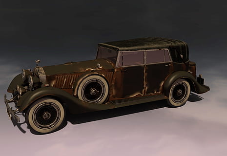 oldtimer, auto, pkw, nostalgia, automotive, top, old, rusty, rarity, mark, traffic, style, charm, retro styled, mode of transportation, transportation, land vehicle, no people, the past, motor vehicle, vintage car, metal, history, vintage, single object, side view, studio shot, antique, cloud - sky, low angle view, sky, chrome, wheel, 2K, CC0, public domain, royalty free