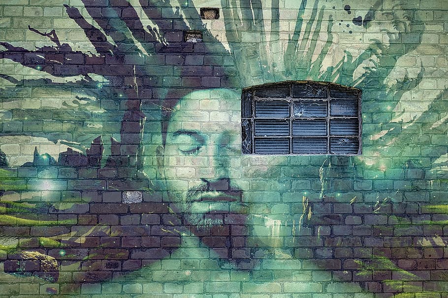 mural de retrat d'home, paret, maó, grafitti, finestra, imaginació, ètnic, confiança, imitació per a adults, nen, infància, aspiracions, caucàsic, 8-9 anys, negocis, treball en equip, cooperació, dona de negocis, associació, treball, de peu, masculí, noi, vidre, home de negocis, femella, innocència, imitació, ocupació creativa, intel·ligent, companys de feina, ètnia caucàsica, comunicació, intel·ligent casual, reflexió, junts, equip, professional, arquitectura, estructura construïda, paret de maó, funció de construcció de parets, exterior de l'edifici, color verd, patró, cap gent, edifici, fons, abandonat, dia, a l'aire lliure, resistent, vell, aixafar, 1080P