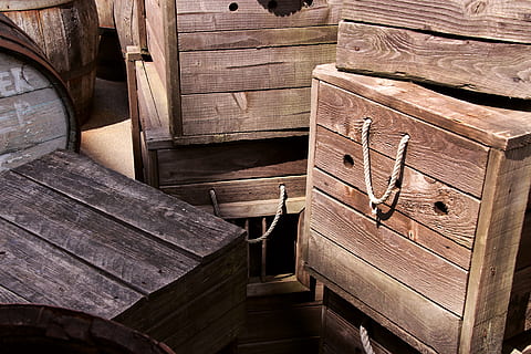 brown, wooden, box lot close-up photography, boxes, crates, box, container, package, storage, delivery, shipping, packaging, cargo, pack, warehouse, merchandise, store, distribution, shipment, goods, freight, business, trade, wood - material, architecture, built structure, no people, full frame, pattern, indoors, day, backgrounds, staircase, high angle view, steps and staircases, building, sunlight, wood, close-up, stack, 5K, CC0, public domain, royalty free