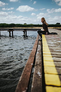 blonde, woman, wooden, pier, lake, Beautiful, wooden pier, by the lake, female, girl, water, young, wood, pretty, jetty, attractive, outdoors, people, nature, one Person, sitting, bridge - Man Made Structure, women, caucasian Ethnicity, full length, one woman only, adults only, only women, adult, wood - material, real people, day, sky, cloud - sky, leisure activity, lifestyles, side view, casual clothing, hairstyle, 2K