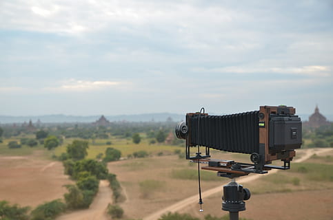 telecamera, grande formato, Myanmar, paesaggio, birmania, nuvola - cielo, cielo, ambiente, natura, giorno, nessuno, tecnologia, scenics - natura, temi fotografici, scena non urbana, bellezza nella natura, all'aperto, terra, macchina fotografica - attrezzatura fotografica, concentrarsi sulle conoscenze acquisite, campo, attrezzatura fotografica, mezzi di trasporto, comunicazione, Camera digitale, 4K, CC0, dominio pubblico, privo di copyright