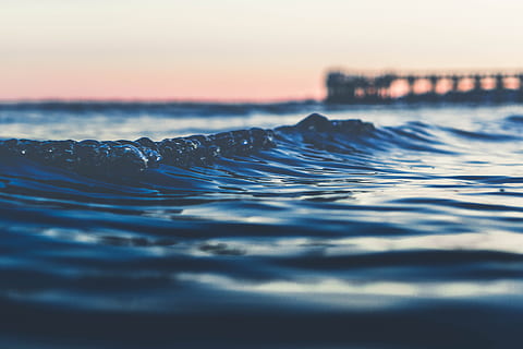 shallow, focus photography, sea wave, selective, photo, ocean wave, background, dock, sea, wave, water, nature, blue, beach, coastline, sunset, no People, seascape, outdoors, surf, beauty In Nature, sky, motion, scenics - nature, waterfront, reflection, tranquility, rippled, tranquil scene, cloud - sky, architecture, selective focus, surface level, 5K, CC0, public domain, royalty free