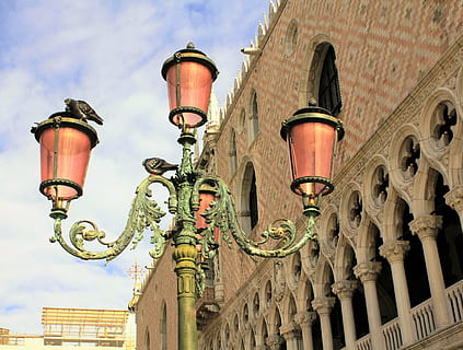 lantern, light, lighting, hell, architecture, building exterior, built structure, street light, low angle view, lighting equipment, sky, street, day, building, no people, history, art and craft, the past, nature, outdoors, representation, old, city, electric lamp, ornate, 4K, CC0, public domain, royalty free