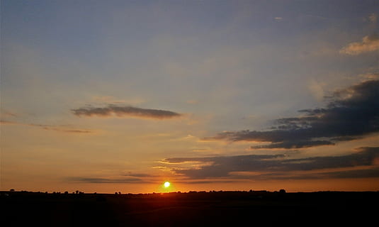 Landscape, Sunset, Reddish, Clouds, Sky, silhouette, scenics, tranquil scene, cloud - sky, beauty in nature, tranquility, scenics - nature, environment, nature, no people, dramatic sky, orange color, idyllic, sunlight, cloudscape, dusk, sun, non-urban scene, outdoors, romantic sky, 2K, CC0, public domain, royalty free