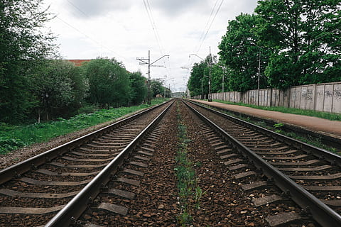 industrial, view, Railways, industry, railroad Track, transportation, train, station, steel, journey, travel, direction, rail transportation, day, no people, tree, track, plant, cable, electricity, sky, the way forward, nature, diminishing perspective, growth, vanishing point, power line, electricity pylon, cloud - sky, power supply, outdoors, straight, gravel, parallel, long, 4K, CC0, public domain, royalty free