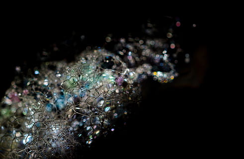 galaxy, bubbles, trick, effect, black, night, cosmic, future, mystery, mystic, mystical, orb, magic, glow, magical, dish soap, detergent, kitchen, colorful, stargazing, stars, shiny, no people, black background, close-up, illuminated, indoors, celebration, decoration, holiday, christmas, christmas decoration, wealth, selective focus, jewelry, luxury, still life, studio shot, diamond - gemstone, glass - material, 4K, CC0, public domain, royalty free