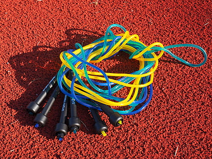 blue, yellow, led, lights, brown, surface, Sudden, Rush, Single, Rope, sudden rush, single rope, quickly rush, kunsstoffseile, jumping rope, sport, sports equipment, skipping rope, skipping, jump rope, fitness, fit, healthy, gymnastics, sporty, condition, training, cable, multi colored, red, connection, indoors, technology, no people, equipment, high angle view, tangled, communication, electricity, electronics industry, computer, orange color, electrical equipment, complexity, close-up, computer cable, power supply, electrical component, 4K, CC0, public domain, royalty free