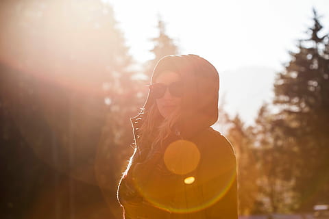 woman, wearing, brown, hoodie, sunshine, outdoors, men, music, one Person, lifestyles, people, adult, young Adult, sport, sunlight, lens Flare, recreational Pursuit, caucasian Ethnicity, headphones, copy Space, nature, leisure Activity, males, enjoyment, healthy Lifestyle, smiling, one Man Only, adults Only, portrait, glasses, women, young women, tree, happiness, emotion, headshot, sunglasses, fashion, hairstyle, beautiful woman, 5K, CC0, public domain, royalty free
