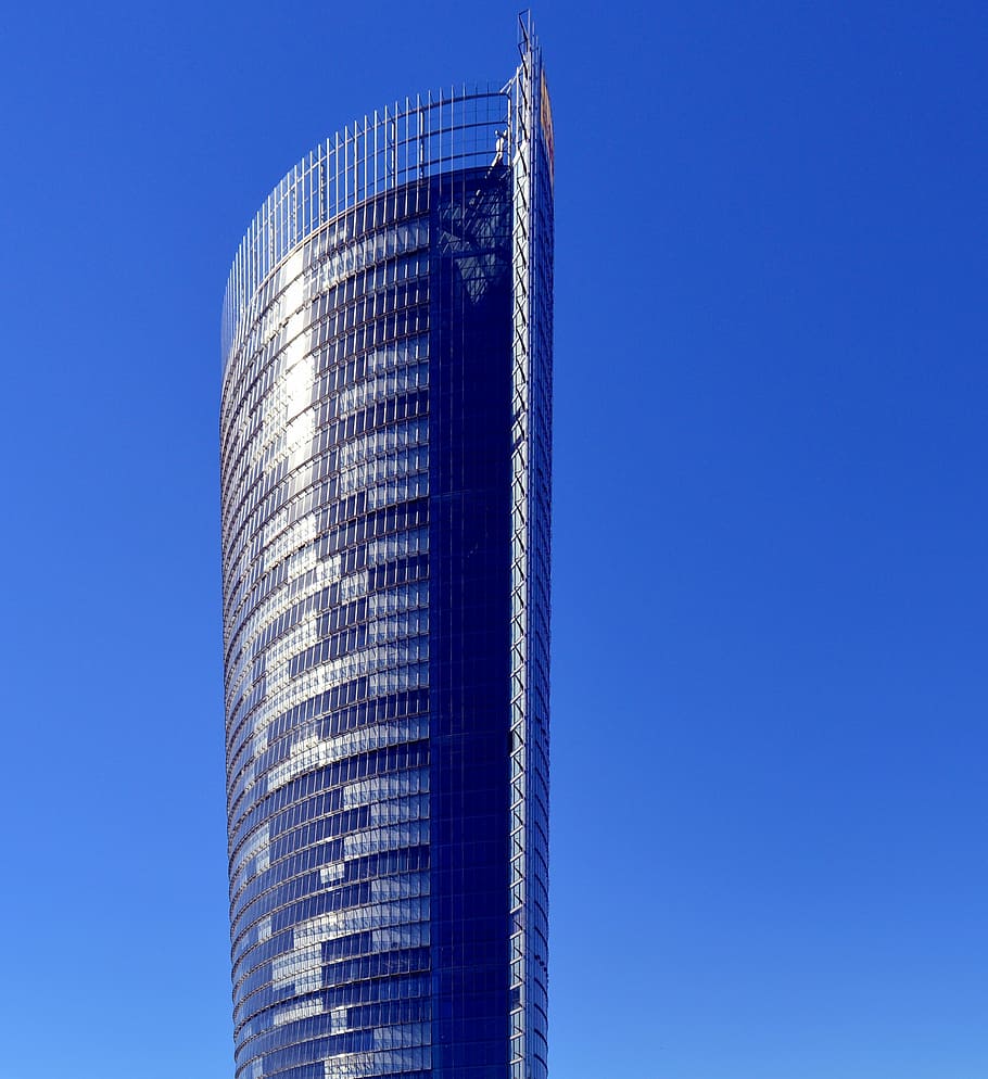 skyskraber, Post Tower, telecom tower, meddelelse, bygning, Bonn, glas, international, globalisering, netværk, www, symbol, arkitektur, tårn, moderne, urban scene, bygget struktur, bygning udvendig, kontorbygning, forretning, blå, byggebranchen, himmel, by, bybilledet, glas - materiale, høj - høj, lav vinkel visning, skyfri himmel, kontorbygning udvendig, ingen mennesker, kopiere plads, natur, industri, udendørs, stål, legering, 2K