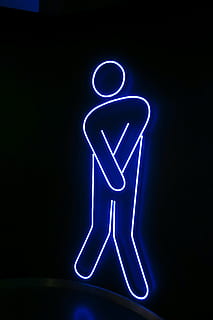 Grafik, Mann, Logo, Charakter, beleuchtet, Neon-, schwarzer Hintergrund, Blau, Zeichen, Lichtanlage, glühend, Kommunikation, Elektrizität, Nacht-, keine Leute, Licht, elektrisches Licht, dunkel, Licht - natürliches Phänomen, Studioaufnahme, Darstellung, kopieren sie platz, Symbol, Beratung, neonfarben, hell erleuchtet, 5K, CC0, gemeinfrei, lizenzfrei