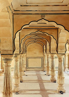 architecture, de colonne, bâtiment, arcade, ornement, Indien, Inde, hindou, hindouisme, structure construite, à l'intérieur, dans une rangée, cambre, personne, la voie à suivre, le passé, l'histoire, vide, direction, colonne architecturale, couloir, journée, plafond, absence, Destinations de voyage, une abbaye, 4K, CC0, domaine public, libre de droits