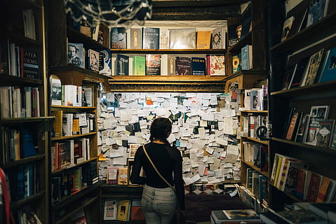 donna, indossare, bianca, camicia, in piedi, dentro, biblioteca, nero, a maniche lunghe, Marrone, borsa a tracolla in pelle, analizzare, cercare, guardare, documenti, libro, libreria, vecchio, mensola, lettura, Nota, Pari, antico, scaffale, pubblicazione, una persona, persone reali, in casa, formazione scolastica, stili di vita, grande gruppo di oggetti, adulto, donne, abbondanza, retrovisore, scelta, acconciatura, apprendimento, letteratura, 4K, CC0, dominio pubblico, privo di copyright