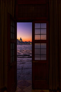 Schattenbildfoto, Fenster, Sonnenuntergang, Himmel, die Architektur, Meer, Wasser, drinnen, Tür, Eingang, Natur, keine Leute, gebaute Struktur, öffnen, Szenen - Natur, Strand, Glas - Material, Gebäude, 4K, CC0, gemeinfrei, lizenzfrei