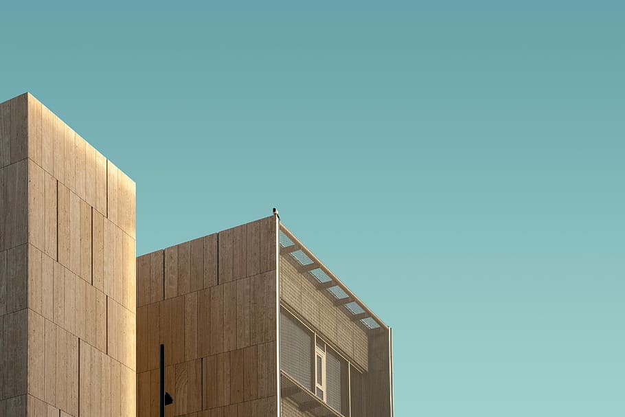 marró, de gran alçada, edifici, clar, cel, durant el dia, alt, pujar foto, arquitectura, torre, gratacels, blau, còpia espai, estructura construïda, cel clar, exterior de l'edifici, naturalesa, cap gent, modern, vista d’angle baix, funció de construcció de parets, indústria, dia, a l'aire lliure, negocis, ciutat, concret, paret, apartament, 4K