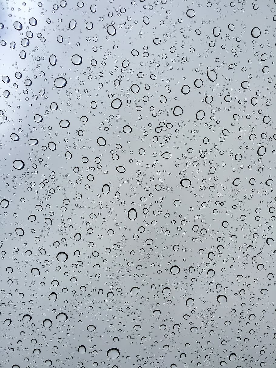 Fenster, Regen, Regen tropft, Hintergründe, Vollbild, texturiert, nass, fallen, Wasser, keine Leute, Nahansicht, Glas - Material, Muster, transparent, Regentropfen, drinnen, Natur, Regenzeit, Tag, Reinheit, silberfarben, Tau, 2K