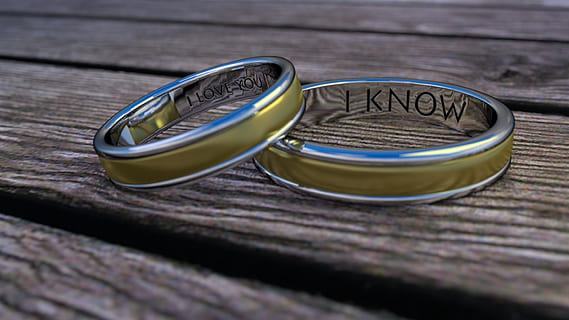 two-tone rings, before, ring, wedding ring, love, gold, funny, funny pictures, wedding, romantic, romance, computer graphics, 3d, selective focus, still life, wood - material, table, close-up, two objects, no people, text, indoors, jewelry, glasses, metal, personal accessory, shape, eyeglasses, silver colored, finance, circle, 1080P, CC0, public domain, royalty free