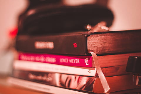 books, table, reading, study, close-up, music, retro styled, text, radio, indoors, arts culture and entertainment, western script, communication, no people, red, technology, wood - material, record, focus on foreground, old, analog, selective focus, stack, antique, 5K, CC0, public domain, royalty free
