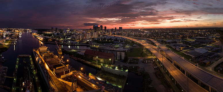 timelapse photography, city, aerial, photo, metropolitan, night, architecture, building, infrastructure, sky, cloud, dark, sunset, road, bridge, urban, lights, illuminated, cityscape, outdoors, built structure, no people, building exterior, street, transportation, urban skyline, city life, traffic, city street, landscape, long exposure, nature, modern, skyscraper, office building exterior, bridge - man made structure, light trail, development, 5K