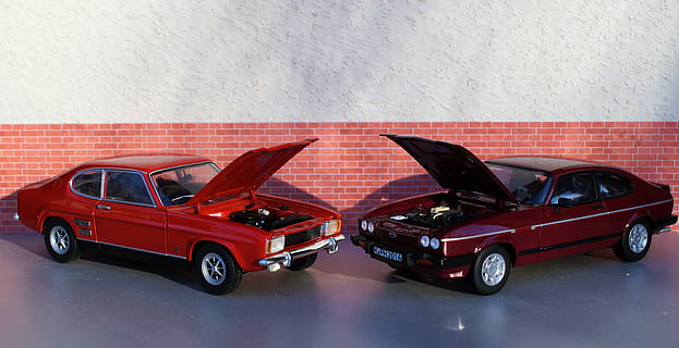 modelbil, Ford, capribukser, model, diorama, auto, oldtimer, legetøj, sportsvogn, gammel, rød, motorsport, køretøj, klassisk, ford capri, motor, hætte, automotive, bil, land køretøj, transportmidler, transportform, motor køretøj, murbygningsfunktion, væg, dag, arkitektur, ingen mennesker, by, indendørs, legetøjsbil, rejse, retro stylet, taxa, kopiere plads, 4K, CC0, offentligt domæne, royaltyfrie