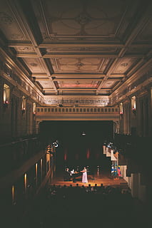 people, performing, opera house, architecture, audience, building, ceiling, design, floor, group, indoors, interior, interior design, lights, luxury, modern, opera, performers, piano, seats, singer, stage, wood, lighting equipment, seat, built structure, illuminated, arts culture and entertainment, in a row, no people, chair, empty, absence, light, stage - performance space, table, nightlife, 5K, CC0, public domain, royalty free