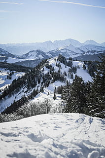 fotografování s vysokým úhlem, sníh, potažené, hory, limitován, pohoří, strom, hora, les, krajina, Příroda, venku, zimní, Studený, modrá obloha, zasněžený, vrchol, treeline, snowboard, lyže, kopec, hřbet, sklon, bílý, studená teplota, krása v přírodě, nebe, scenics - příroda, životní prostředí, klid, klidné scény, bílá barva, mimoměstské scény, nikdo, rostlina, krytina, den, zasněžené hory, 2K, CC0, veřejná doména, bez autorských práv