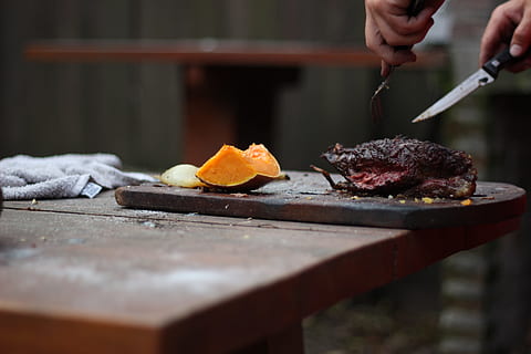 person, slicing, meat, using, knife, fork, grilled, orange, fruit, chopping, board, Argentinian, asado, cut, food, human Hand, cooking, unrecognizable Person, chef, preparation, gourmet, vegetable, human body part, food and drink, making, hand, preparing food, freshness, selective focus, one person, real people, holding, healthy eating, table, cutting board, cutting, kitchen utensil, close-up, 5K, CC0, public domain, royalty free