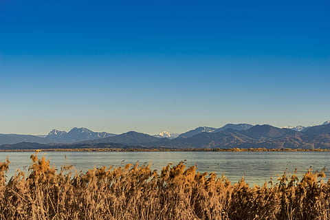 Alpine, Bavaria, Mountains, View, chiemgau, chiemsee, woman chiemsee, ladies island, landscape, upper bavaria, rosenheim, ship, shipping, holiday, vacation landscape, holidays, nature, scenics, sky, lake, mountain, blue, outdoors, no People, scenics - nature, water, tranquility, beauty in nature, tranquil scene, mountain range, clear sky, copy space, plant, non-urban scene, day, environment, salt flat, 5K, CC0, public domain, royalty free